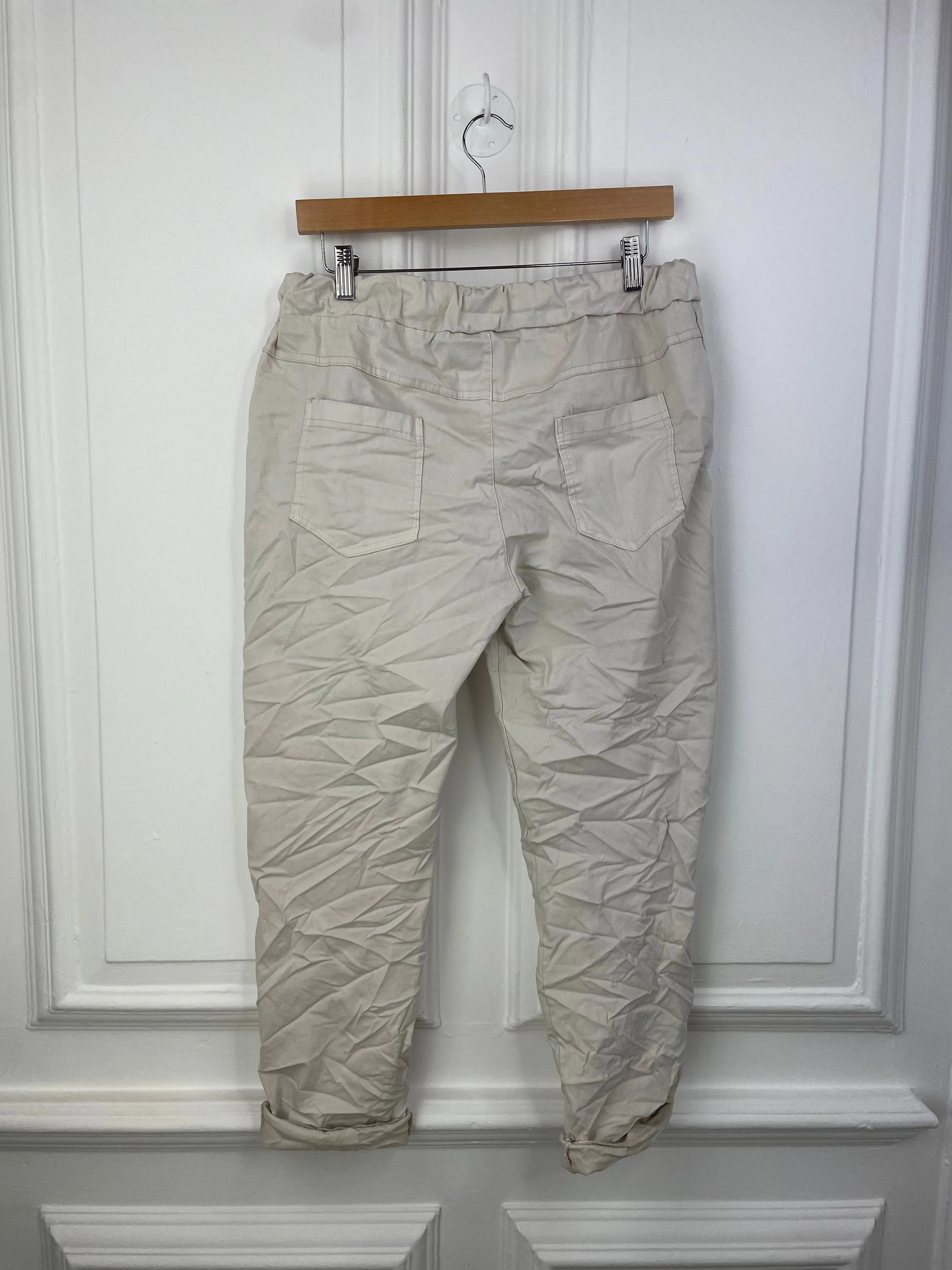 Stretchy Casual Trousers - Stone