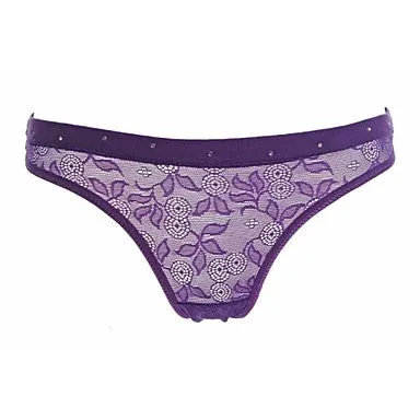 Ultra Sexy Panties Jacquard Mid Waist Black White Purple One-Size