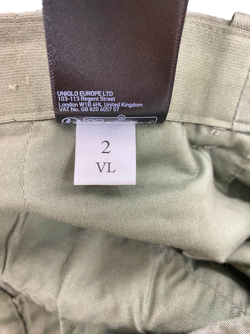 Uniqlo Olive Green Chino Trousers UK W34