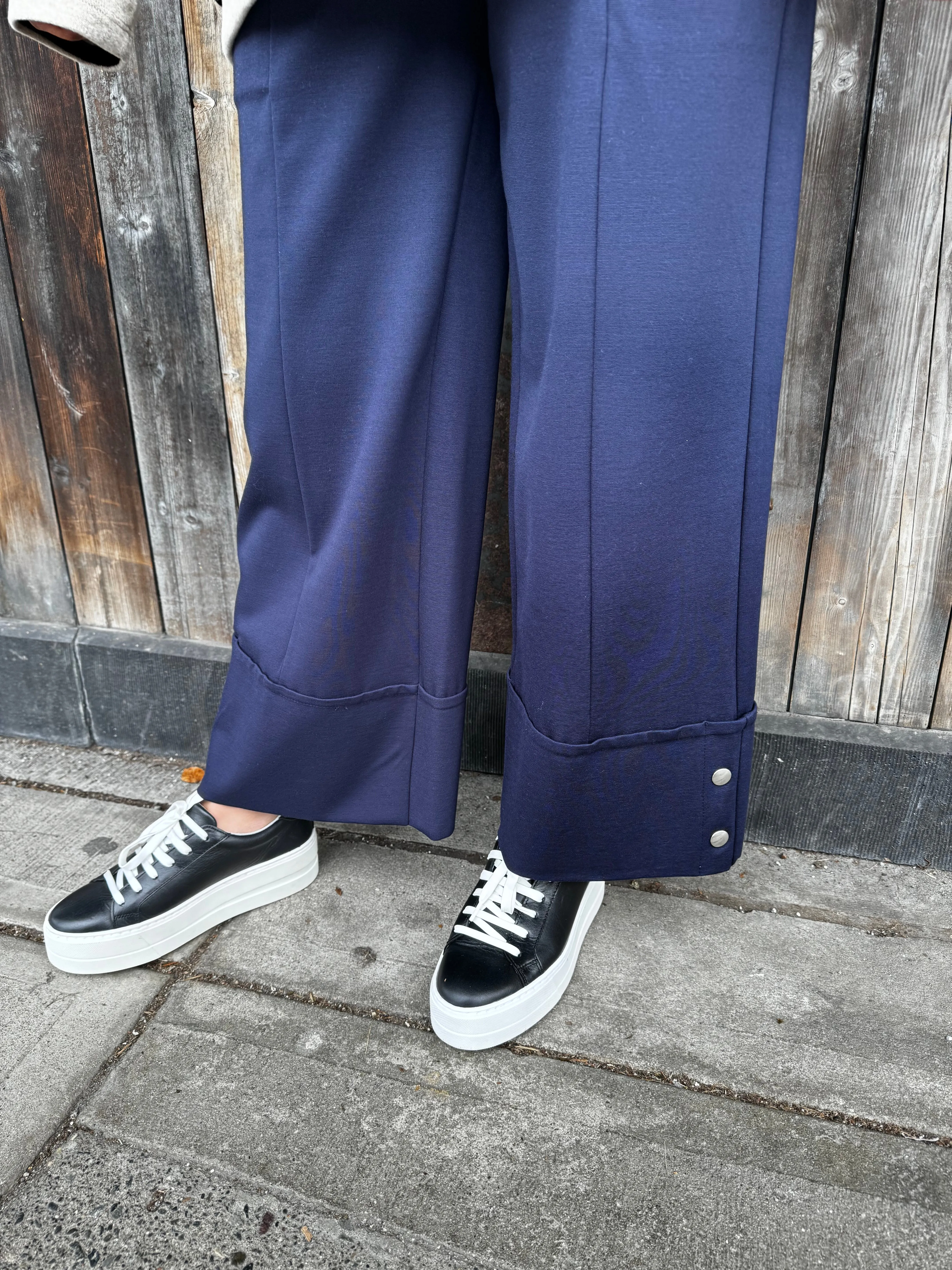 W23155 Turn Up Trouser with Buttons Navy