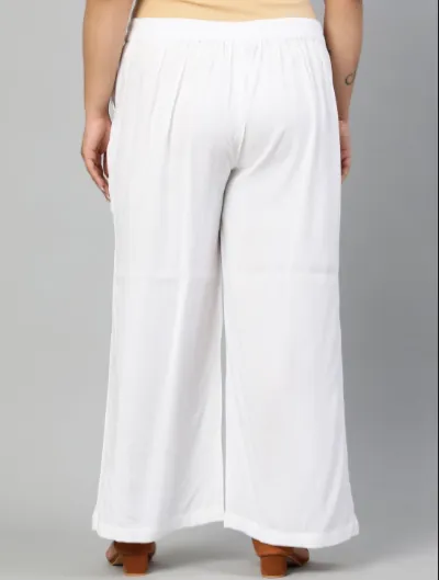 White Plus size Women Cotton Wide Leg Palazzos UK Next Day