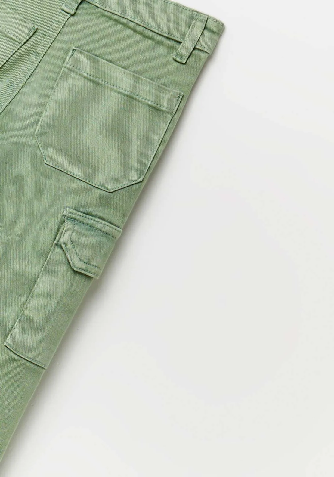 Wide Leg Cargo Trousers - Green