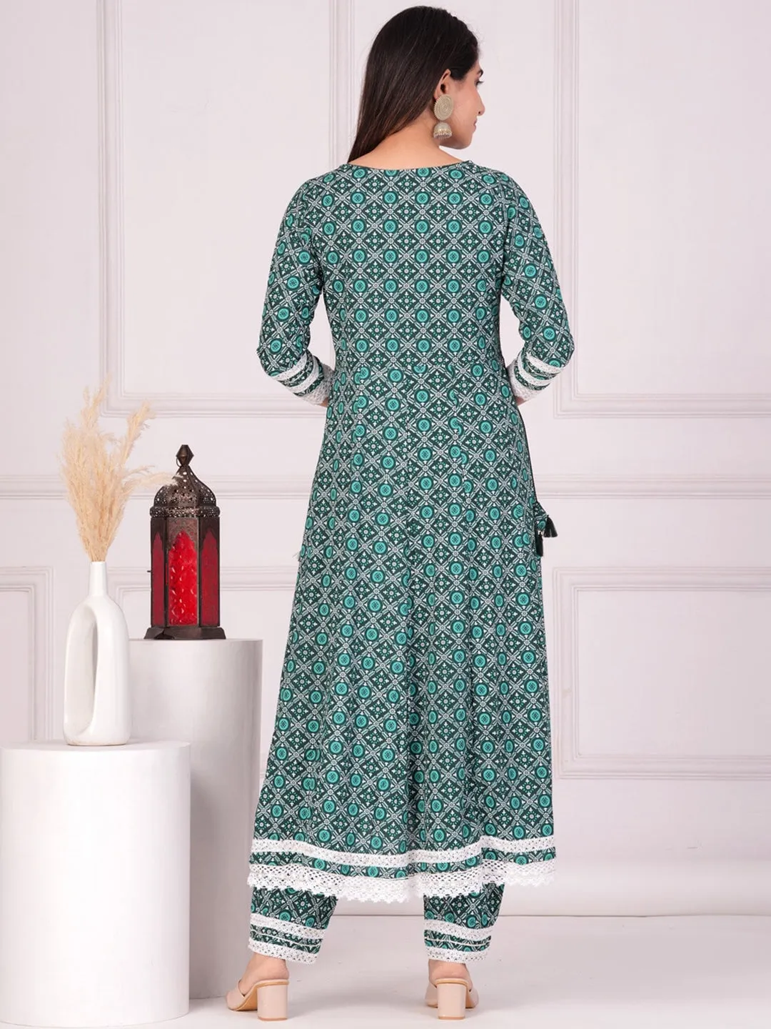 Women Ethnic Motifs Printed Regular Anarkali Kurta & Palazzos With Dupatta