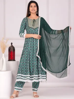 Women Ethnic Motifs Printed Regular Anarkali Kurta & Palazzos With Dupatta